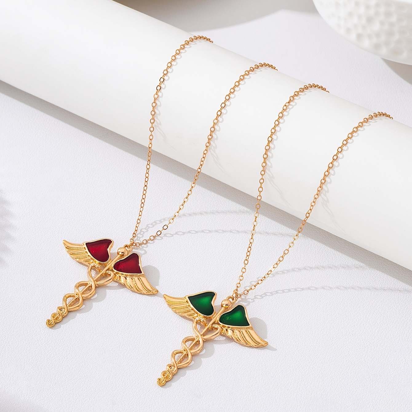 Women's Vintage Angel Wing Cross Pendant Necklace